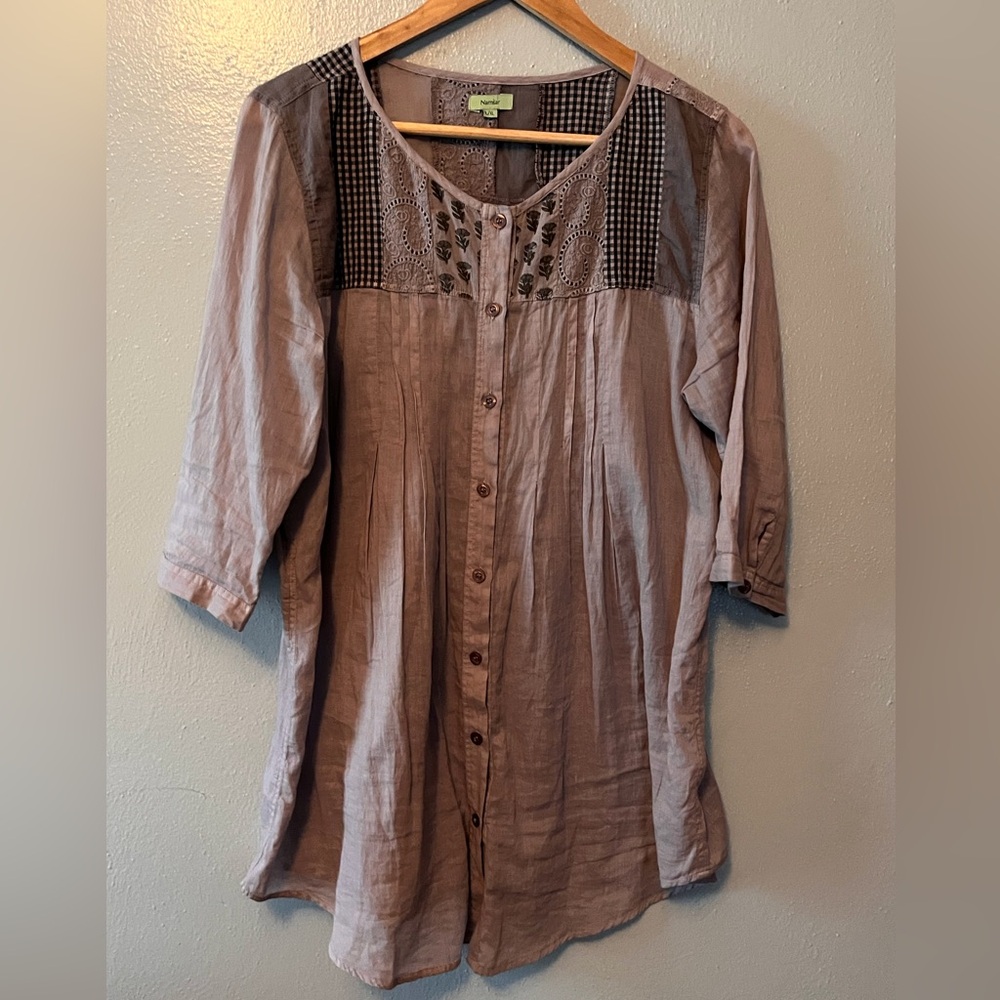 Vintage Namsar 100% cotton smocked shirt size Large/X-Large